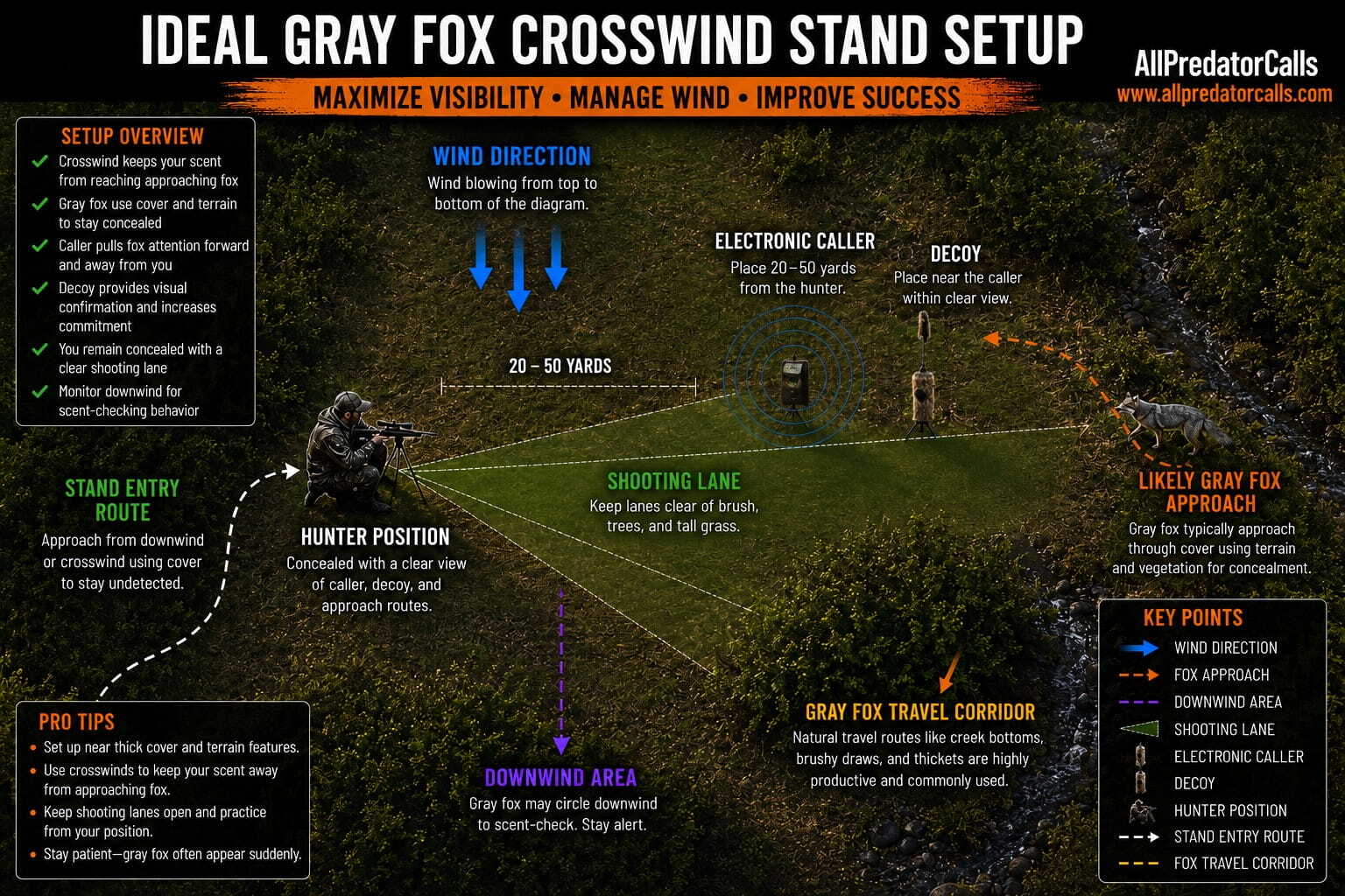 Ideal Gray Fox Crosswind Stand Setup Diagram