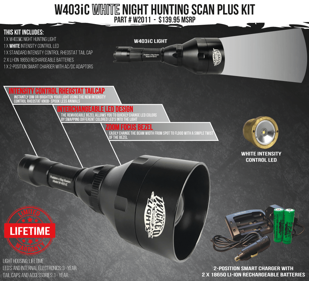 Wicked Lights W403iC White Scan Plus Night Hunting Light Kit